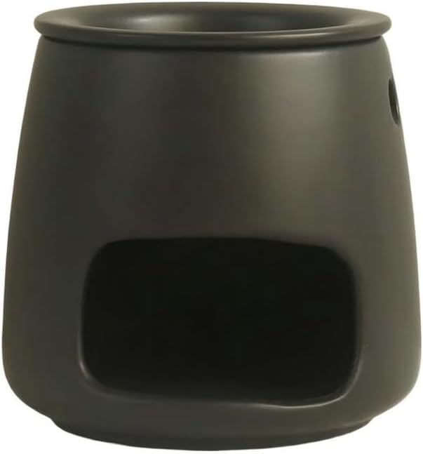 Matte Beige Ceramic Wax Melt Warmer with Speckled Finish, Tealight Candle Oil Burner for Essential Oils & Wax Melts, Minimalist Aromatherapy Diffuser for Bedroom Modern Home Decor (Black) by Unknown