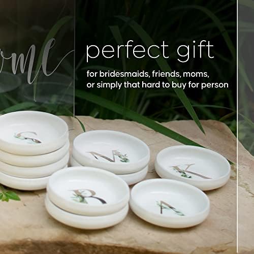 Trinket Tray Jewelry Dish with Monogrammed A in Gold Ring Holder - White Trinket Dish - Personalized Ring Dish or Jewelry Tray - Cedar & Ink (A) - Image 6