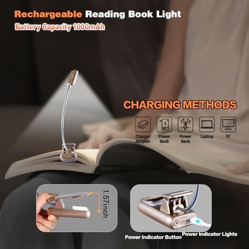 VAVOFO Rechargeable Reading Light, Clip on Book Light for Reading in Bed - Image 4