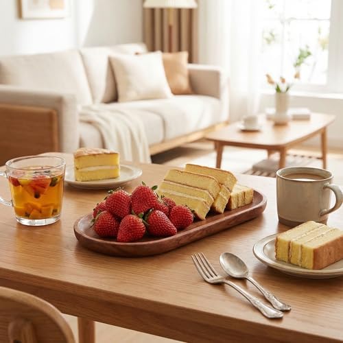 Small Serving Wooden Tray Salad Plates for Fruit Cookie Platter 3.9x9.1inch - Image 5