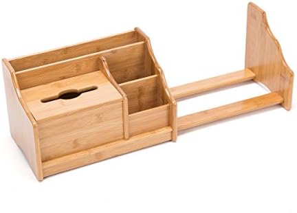 Bamboo Desk Organizer with Extendable Storage Multi-Function Stationary Organizer For Office and Home, Expandable Desk Tidy Bamboo Bookshelf by THYTrading