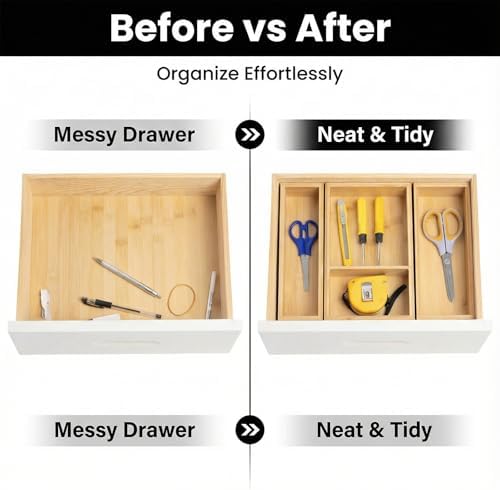 Bamboo Drawer Organizer Set, 5 Piece - Image 5