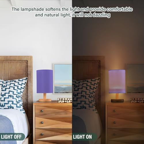 DOMIKING Slate Blue Pattern Bedside Table Lamp for Bedroom Small Lamps for Nightstand Lamp with Fabric Shade LED Desk Lamps for Living Room Office Dorm Home Nursery - Image 5
