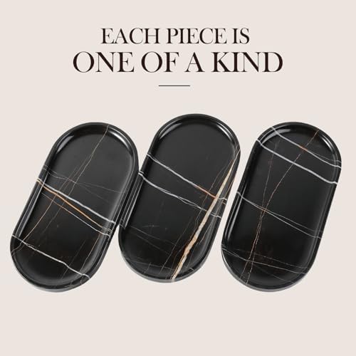 Koville Natural Black Marble Tray, 12"x6" Decorative Tray for Countertop, Catchall for Perfume, Candles, Jewelry Dish - Image 5