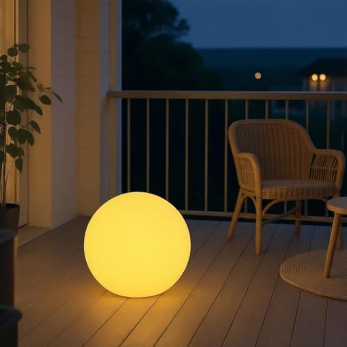 Mr.Go 14-inch LED Ball Light, Cordless Rechargeable Globe Lamp w/Remote - Image 2