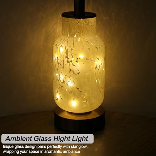 Oneach 22" Glass Table Lamps Set of 2 with Night Light for Bedroom, White - Image 4