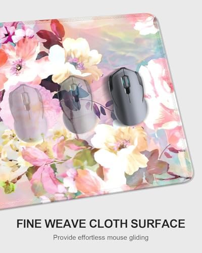 Auhoahsil Large Mouse Pad with Wrist Rests for Keyboard & Mouse, Thick Soft Ergonomic Memory Foam Wrist Supports, Big & Long Desk Mat 35.5 x 15.7 in, for Office Gaming Computer, Pink Flowers - Image 4