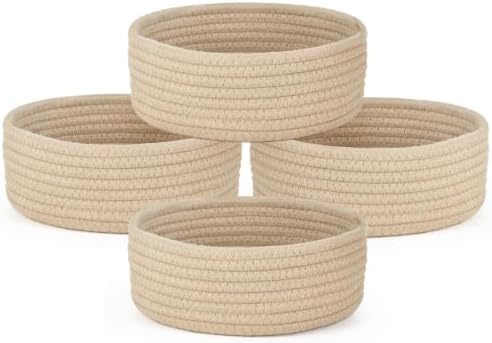 Dahey Set of 4 Mini Woven Baskets, Small Gift Baskets for Organizing, Beige by Dahey