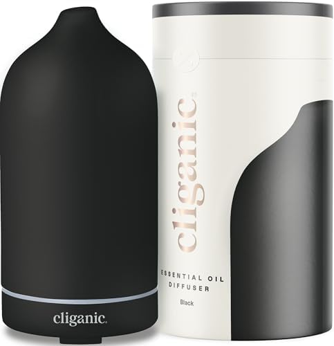 Cliganic Ceramic Essential Oil Diffuser, 100ml Cool Mist Humidifier, Black by Cliganic