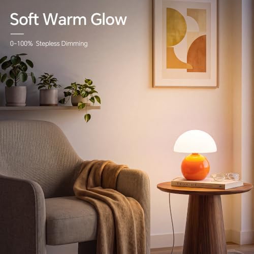 Dawnwake Mushroom Lamp Table Lamp for Bedroom-Small Desk Table Lamps,Orange - Image 4