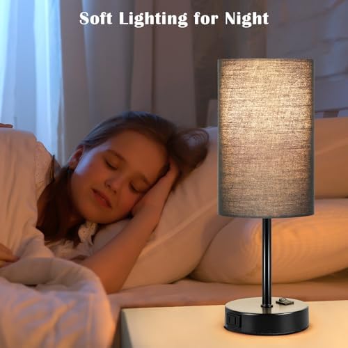 ZJOJO Black Table Lamp Set of 2, 13.8" Small Lamp for Bedroom Nightstand - Image 5