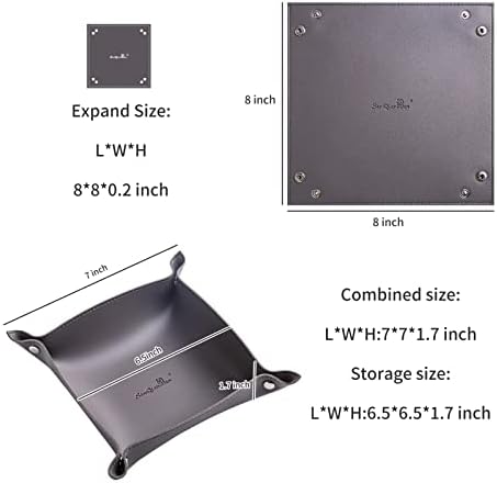 Leather Jewelry Valet Tray for Women and Man (Deep Grey-B) - Image 2