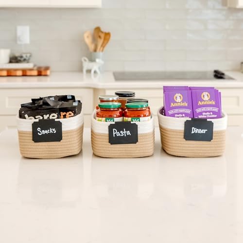 NaturalCozy 11.8"x8"x4.5” Storage Baskets for Shelves 3 Pack | Cotton Rope Woven Small Baskets for Organizing | Small Storage Bins for Nursery, Bathroom, Closet, Cube Shelf, Decorative, Gift Basket - Image 5
