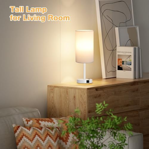 Dicoool 17.4" Bedside Lamp for Bedroom - Dimmable Touch, USB A+C, AC Outlet - Image 6