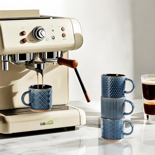GBhome 6 OZ Stackable Coffee Mugs Set of 4, Ceramic Coffee Cups Set - Image 4