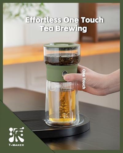 ZENS Modern Glass Infuser Teapot, Smart One Touch Tea Maker for Loose Tea - Image 5