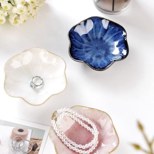 Lotus Leaf Shape Ring Holder Dish, Small Key Bowl, Ceramic Trinket Tray Jewelry Dish Organizing Necklace Earrings for Mom Friend Sister. All Jewelries Are NOT Included. Light Blue. - Image 6