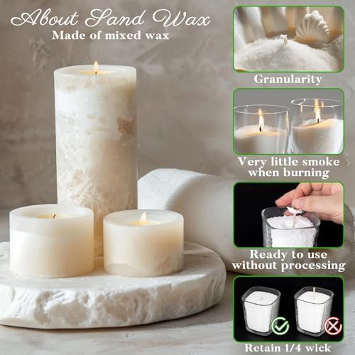 Sukh 15oz Sand Candles with Wicks - White Candle Sand Refillable Wax - Image 5