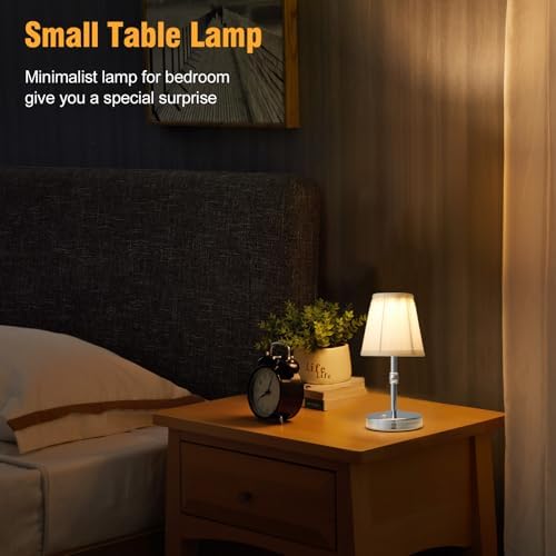 3000 mah Battery lamp,5W LED Small Touch Lamps,3 Color Temperature Dimmable Rechargeable Lamp,Cordless Lamp for Kitchen,Mini Lamps for Small Spaces (Chrome,2 Pack) - Image 4