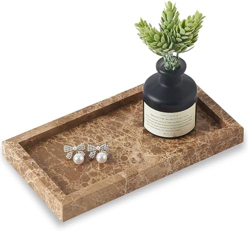 Natural Small Marble Vanity Tray, Stone Organizer for Bathroom & Kitchen by SumlusMarbleTheory
