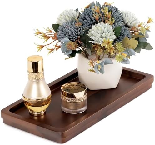 Demigo Bathroom Vanity Tray, Dark Brown Acacia Wood Tray, 11.8 x 5.9 in by Demigo
