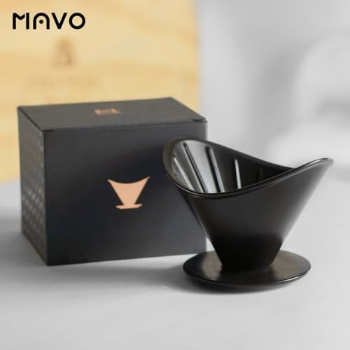 MAVO Coffee Dripper, Pour Over Ceramic Coffee Dripper with Tray, Compatible with V01 V02, Black - Image 7