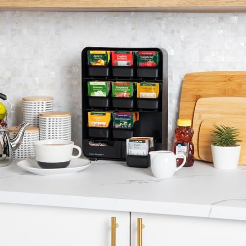 Mind Reader Tea Bag Organizer, Tea Station Organizer, Countertop Storage, Kitchen, Plastic, 10.25"L x 3.25"W x 13.75"H, Black - Image 2