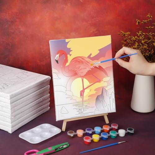 Zhanmai 12 Set Paint and Sip Kit for Adult 8''x10'', Flamingo - Image 5
