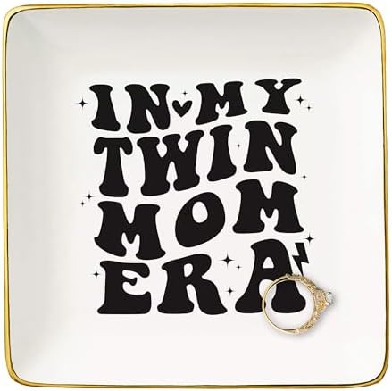 Gender Reveal Gift -New Mother Gift-Baby Present Shower-New Baby Announcement Present-Christmas Decor-Ceramic Jewelry Tray Trinket Holder Ring Dish-Twin Mom Club-In My Twin Mom Era by NZY