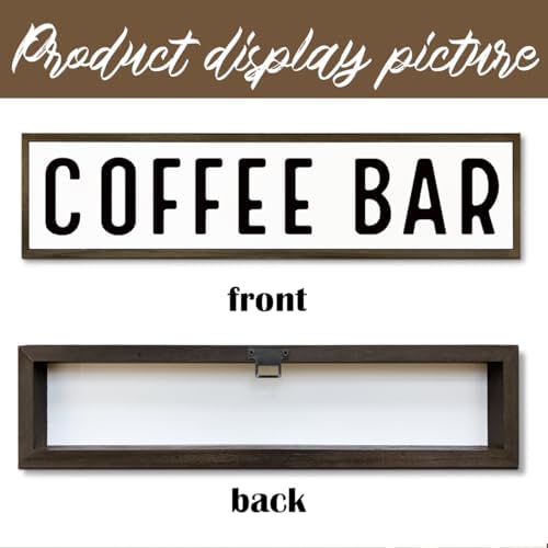 Coffee Bar Signs for Kitchen, Farmhouse Decor for Shelf, Rustic Wooden Wall Hanging Sign, Coffees Decoration for Cafe, Bar or Coffee Corner, Decorative Wooden Box Signs, 17.8x4x1.2 inches - Image 3