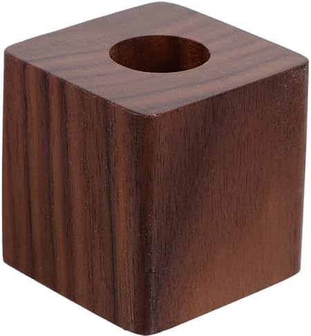 Walnut Wood Pen Holder Cube Stand 1.37 Inch Single Desk Organizer for Fountain Pen Ink Office Home School Use by WOFASHPURET
