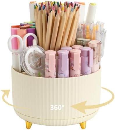 Camelmother 360°Rotating Pen&Pencil Holder For Desk With 5Slots Cute Office by Camelmother