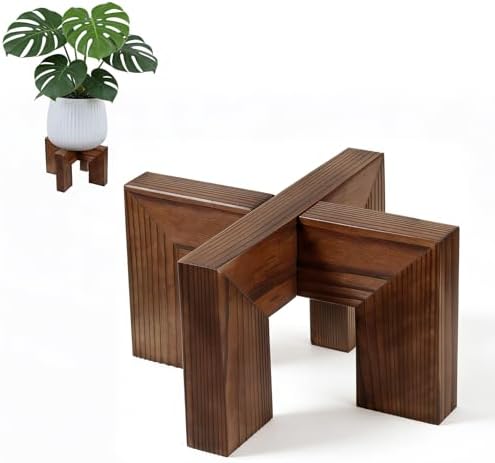 6" Wood Plant Stand ,Single Floor Plant Holder ,Flower Pot Stand Walnut by Unknown