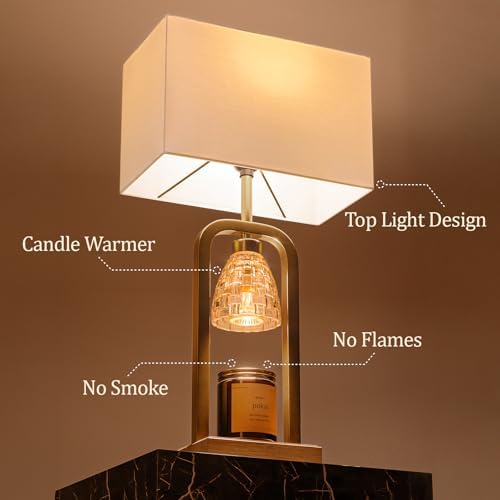 PoKat 2 in 1 Gold Table Lamp with Candle Warmer, Timer & Dimmer, Modern - Image 2