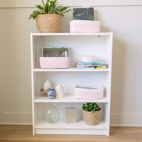 NaturalCozy 11.8"x8"x4.5” Rectangle Storage Baskets for Shelves 3 Pack | Cotton Rope Woven Small Baskets for Organizing | Small Storage Bins for Nursery, Bathroom, Closet, Shelf, Decorative, Gift - Image 3