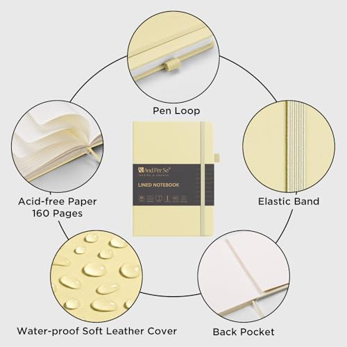 &And Per Se Lined Journal Notebook, 160 Pages, A5 5.7 x 8 inches College Ruled Thick Paper Notebook Journals for Writing, Hardcover Notebooks for Women Men Office School (1 Pack, Light Yellow) - Image 4