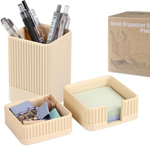 Aesthetic Desk Organizer Set,3-Piece Sturdy Plastic Office Accessories by Unknown
