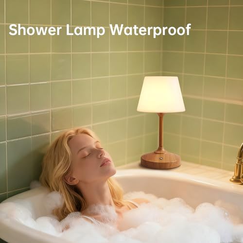 Dawnwake Table Lamp Cordless Lamp,Outdoor Waterproof Shower Lamp,5000mAh Rechargeble Battery Operated Lamps Dimmable Touch Desk Lamps,LED Night Light for Bathroom Patio Camping Restaurant Home - Image 3