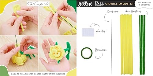 WeVeel Cozy Craftworks Six Flower Chenille Stem Craft Kit Bundle for Teens & Adults – Mindful DIY Flower Craft, Tactile Pipe Cleaner Art Kit with QR Video Tutorials - Image 4