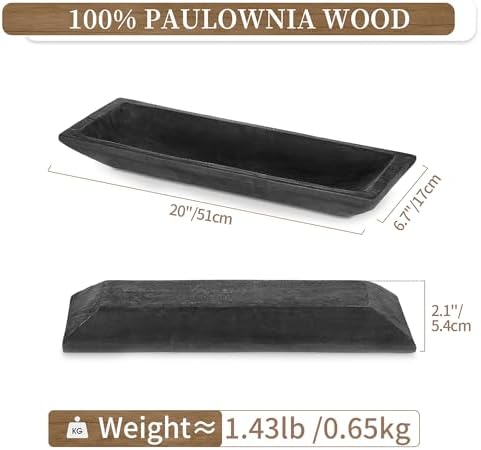 Hanobe Large Decorative Bowl for Coffee Table Entryway Decor, Black Wood - Image 4