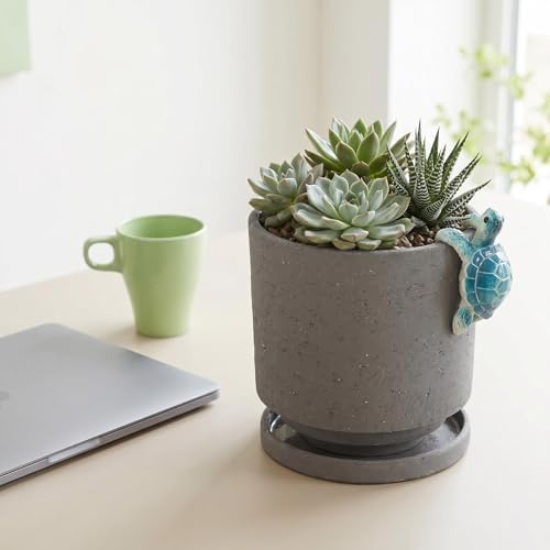 Nihow Ceramic Plant Pot with Cute Resin Figure for Idoor Plants, 5.75 Inch - Image 5