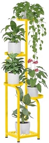 TOSKING Tall 5-Tier Square Plant Stand Indoor Outdoor, Anti-Tip, Yellow by TOSKINGESSENCE