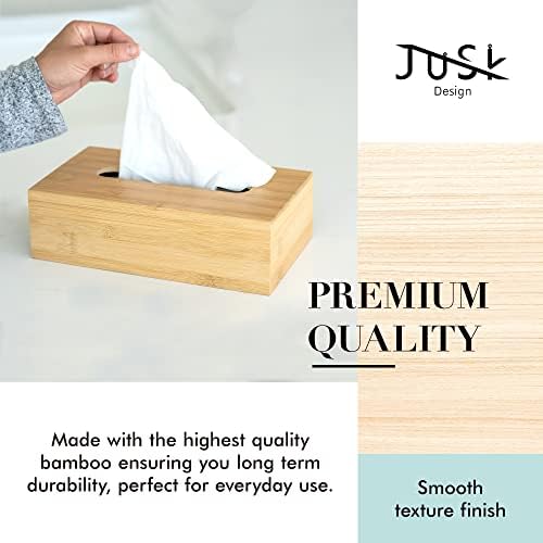 JUSK Design Tissue Box Holder - Modern, Minimalist, and Durable Wooden Tissue Box with Sliding Bottom, Easy-Refill- Premium-Quality Bamboo Tissue Box Cover, Fits 120-Count Box, Short Rectangular - Image 3