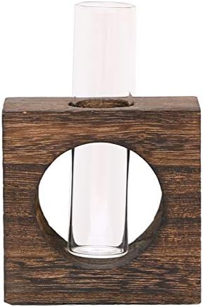 Glass Single Test Tube Vase in Wooden Stand Flower Pots for Hydroponic Plants Office Home Decoration - Image 3