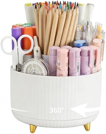 Camelmother 360°Rotating Pen&Pencil Holder For Desk With 5Slots Cute Office by Camelmother