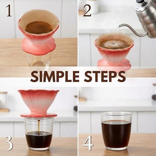 Ceramic Pour Over Coffee Dripper Flower Shape V60-01 (Lemon) - Image 4