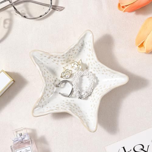 Jewelry Dish Decorative Ring Tray, Ceramic Small Cute Trinket Tray 4.92" by Tuioyoc
