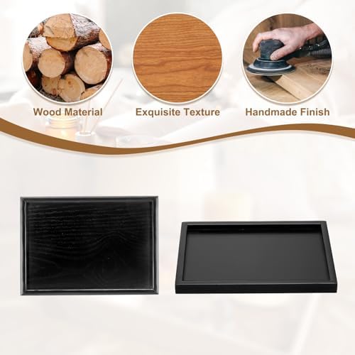Wooden Serving Tray Rectangular Wood Serving Tray Decorative Platter, 9.8x7.1 Inch Fit for Home Decor Kitchen Coffee Table Candle Holder, (Black) - Image 4