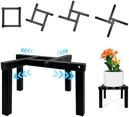Four Legs Adjustable Metal Plant Stand for 5"-10" Plant Pot – Indoor & Outdoor (Black, 1 Pack) by DDPow