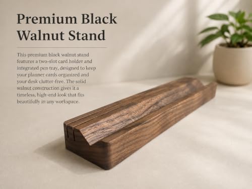Minimalist Weekly Planner Desk Set – Solid Black Walnut Stand with Pen Tray, Double-Sided Planner & To-Do Cards (Walnut Stand and Planner Cards) - Image 6